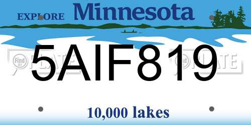 5AIF819 Minnesota License Plate