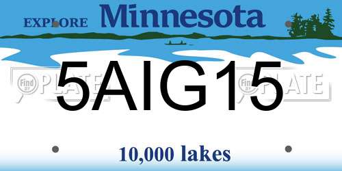 5AIG15 Minnesota License Plate