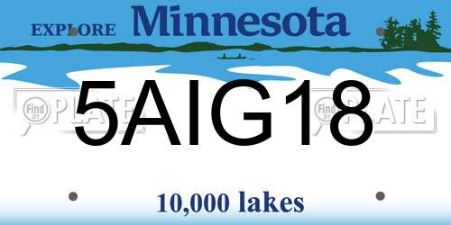 5AIG18 Minnesota License Plate
