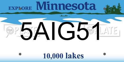 5AIG51 Minnesota License Plate