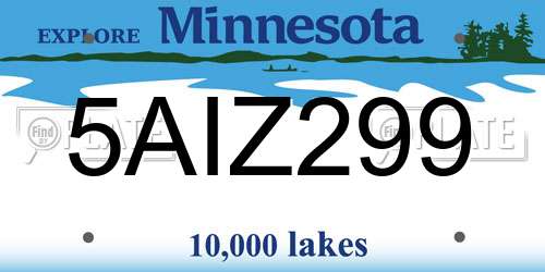 5AIZ299 Minnesota License Plate