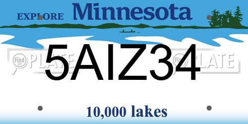 5AIZ34 Minnesota License Plate