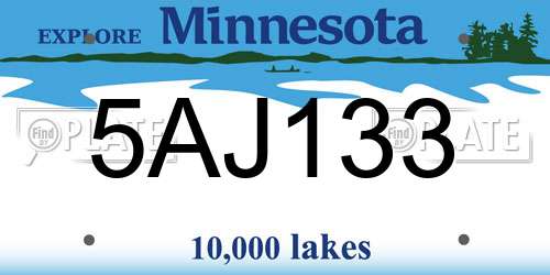5AJ133 Minnesota License Plate