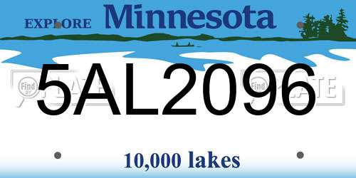 5AL2096 Minnesota License Plate