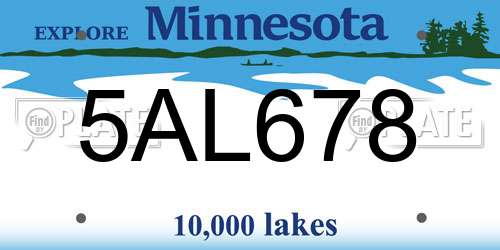 5AL678 Minnesota License Plate