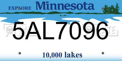 5AL7096 Minnesota License Plate