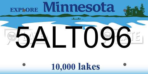5ALT096 Minnesota License Plate