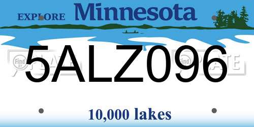 5ALZ096 Minnesota License Plate