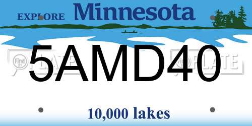 5AMD40 Minnesota License Plate