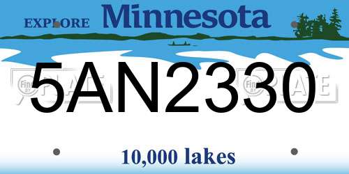 5AN2330 Minnesota License Plate