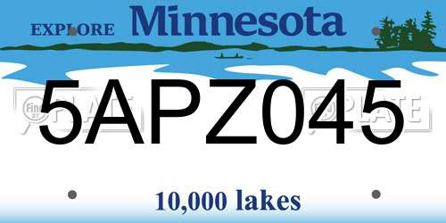 5APZ045 Minnesota License Plate