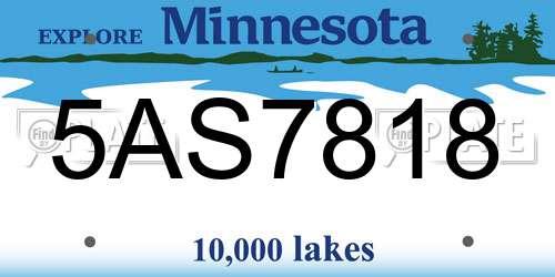 5AS7818 Minnesota License Plate