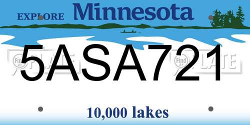 5ASA721 Minnesota License Plate