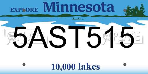 5AST515 Minnesota License Plate
