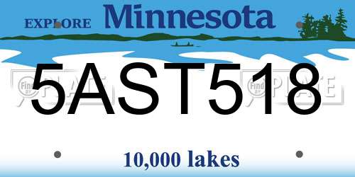 5AST518 Minnesota License Plate