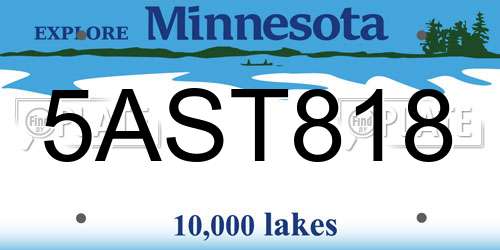 5AST818 Minnesota License Plate