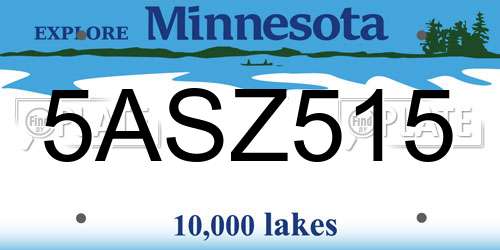 5ASZ515 Minnesota License Plate
