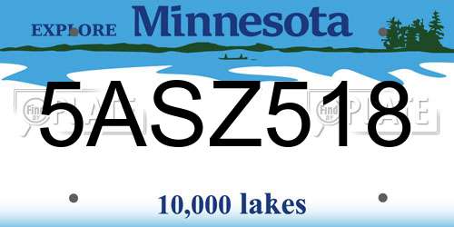5ASZ518 Minnesota License Plate