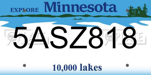 5ASZ818 Minnesota License Plate