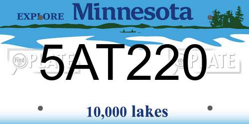 5AT220 Minnesota License Plate