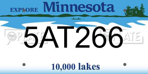 5AT266 Minnesota License Plate
