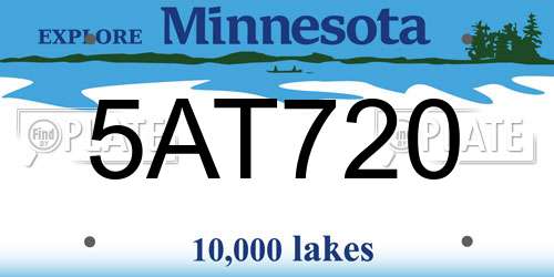 5AT720 Minnesota License Plate