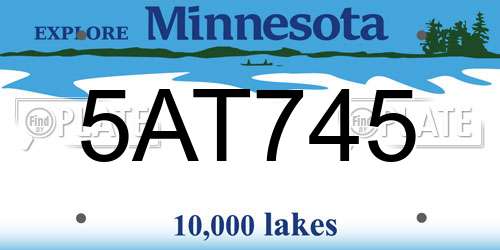 5AT745 Minnesota License Plate