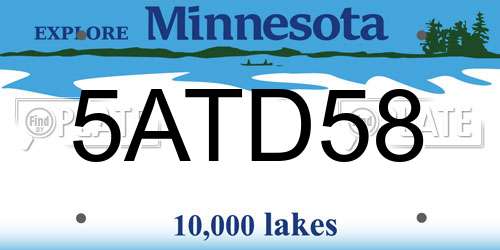 5ATD58 Minnesota License Plate