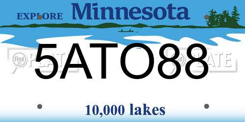 5ATO88 Minnesota License Plate