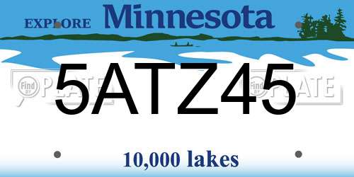 5ATZ45 Minnesota License Plate