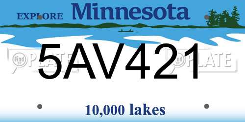 5AV421 Minnesota License Plate