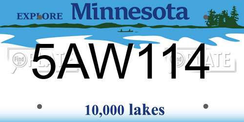 5AW114 Minnesota License Plate