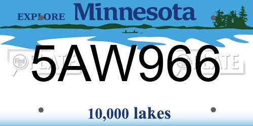 5AW966 Minnesota License Plate