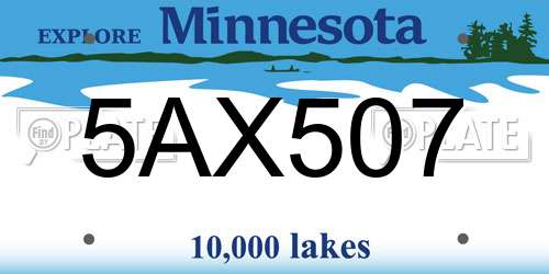 5AX507 Minnesota License Plate