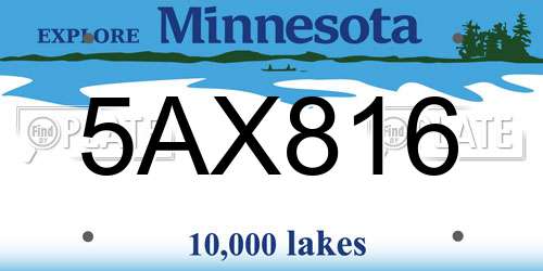 5AX816 Minnesota License Plate