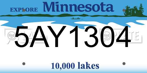 5AY1304 Minnesota License Plate
