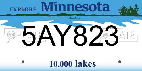 5AY823 Minnesota License Plate