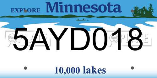 5AYD018 Minnesota License Plate