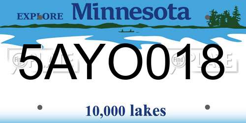 5AYO018 Minnesota License Plate