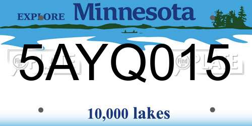5AYQ015 Minnesota License Plate