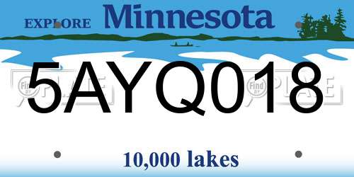 5AYQ018 Minnesota License Plate