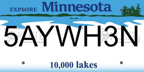 5AYWH3N Minnesota License Plate