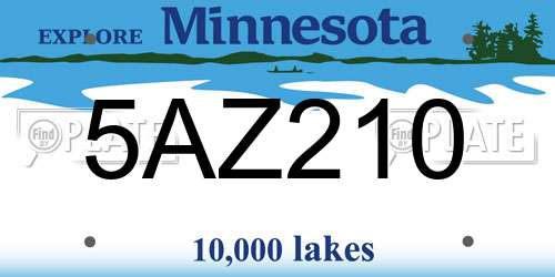5AZ210 Minnesota License Plate