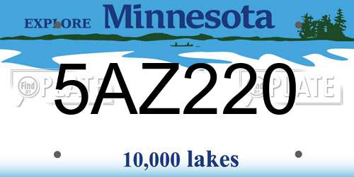 5AZ220 Minnesota License Plate