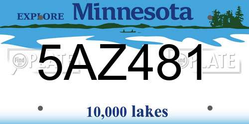 5AZ481 Minnesota License Plate