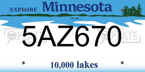 5AZ670 Minnesota License Plate