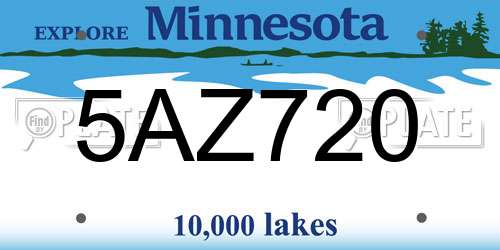 5AZ720 Minnesota License Plate