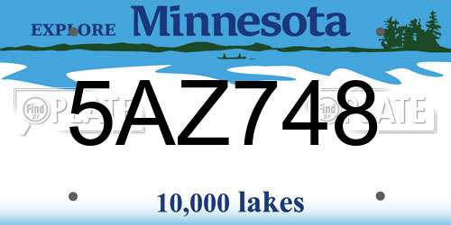 5AZ748 Minnesota License Plate