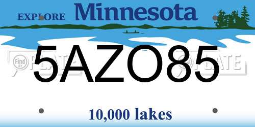 5AZO85 Minnesota License Plate