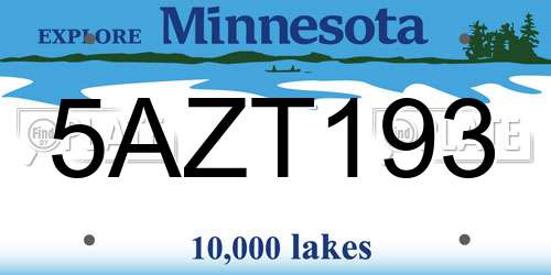 5AZT193 Minnesota License Plate